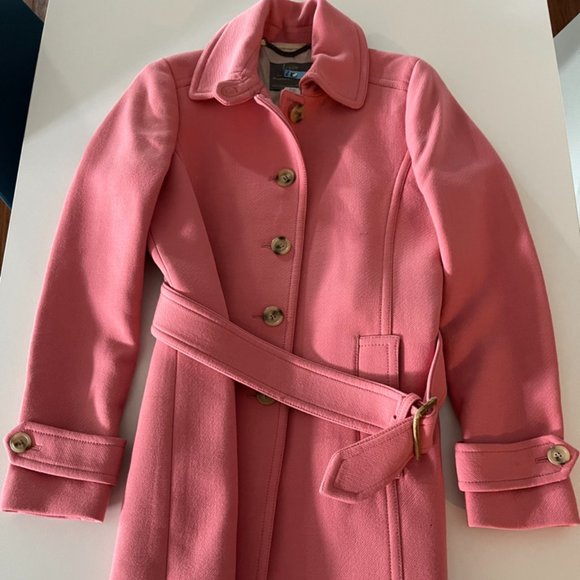 J. CREW DOUBLE-CLOTH SLIM TRENCH COAT SIZE 4 CARIBBEAN PINK - STYLE 92146 - Picture 1 of 4